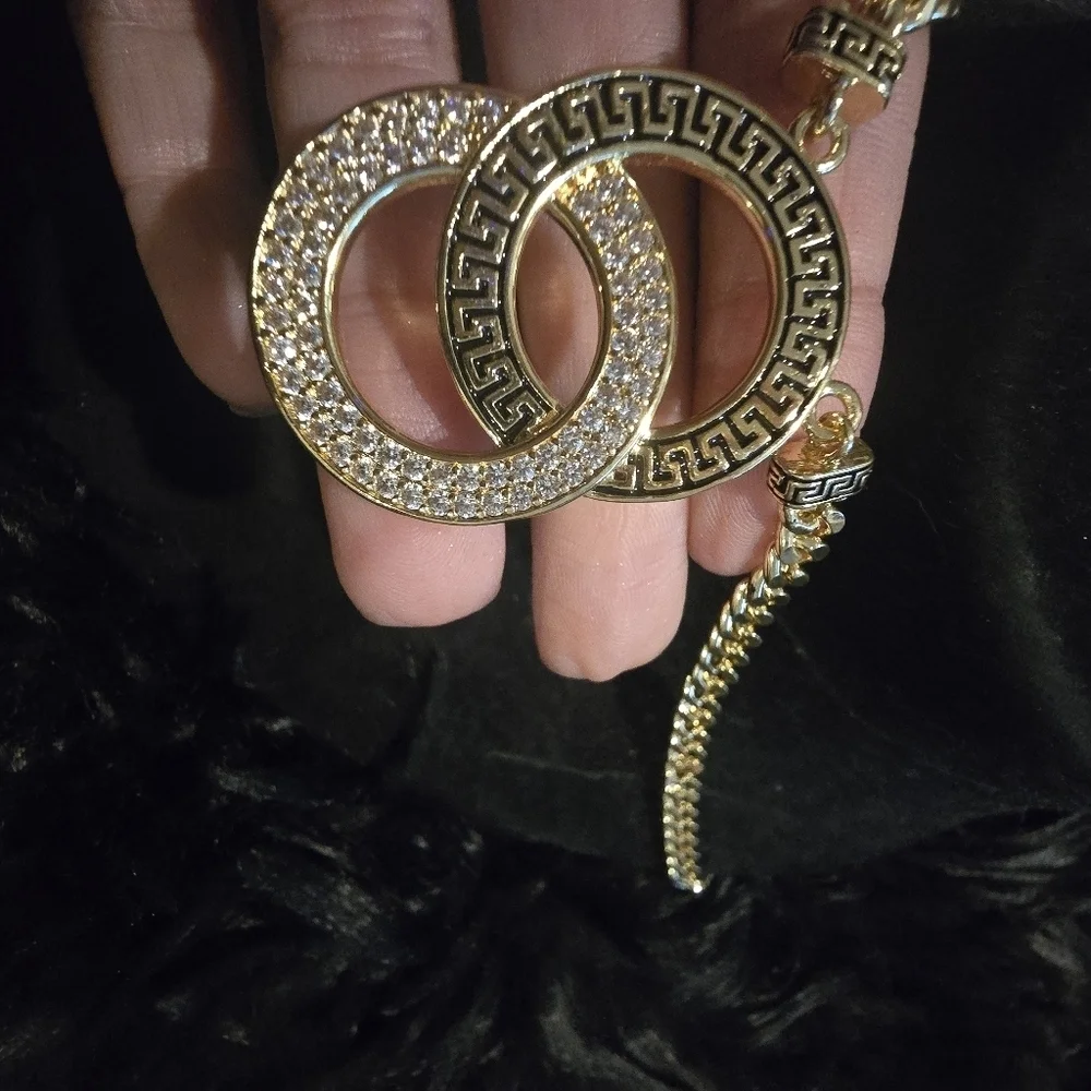 Elegant 21kgp Dubai Jewelry  Gold Necklace and Ring Set